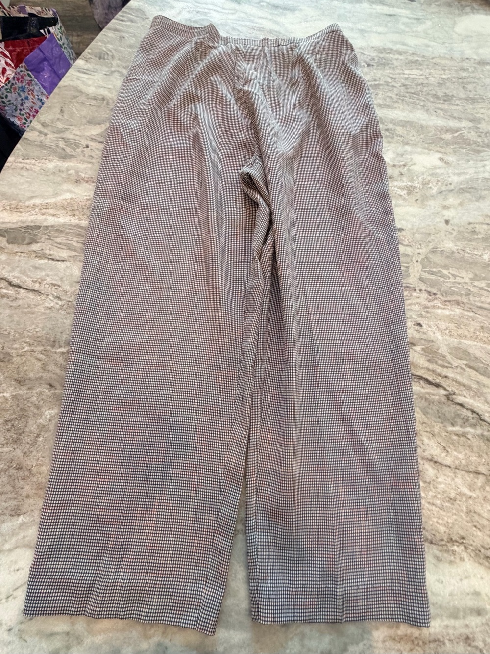 Sag Harbor Petite Large Black White Check Wide Leg Pull On Pants Career Casual